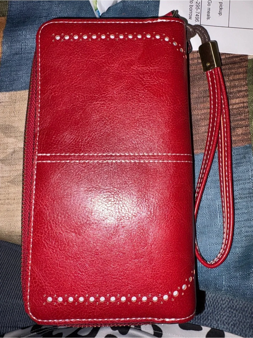 Red Studded Wristlet Wallet